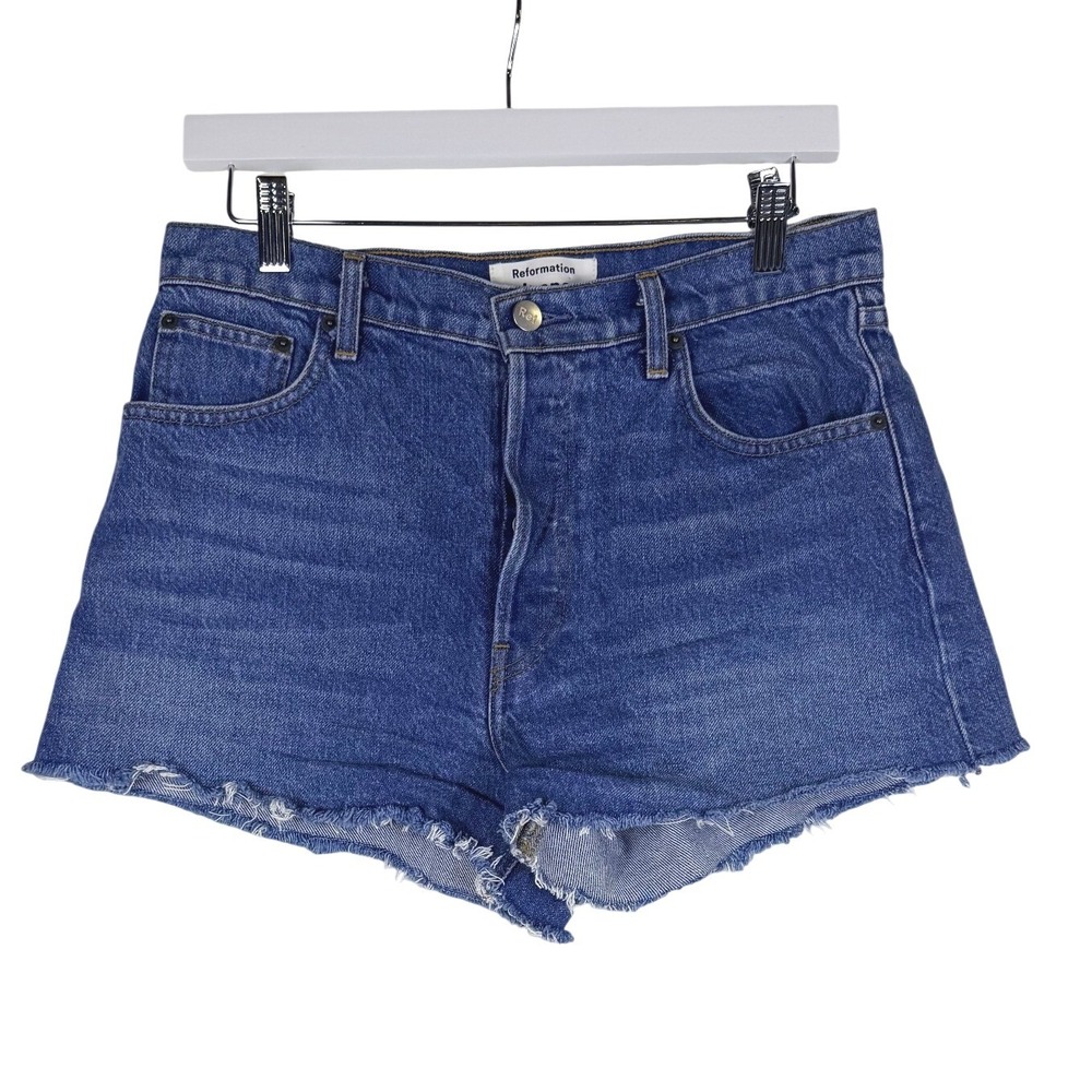 Reformation Dixie High Rise Denim Jean Shorts Wash- Iskar 29 Minimalist Casual